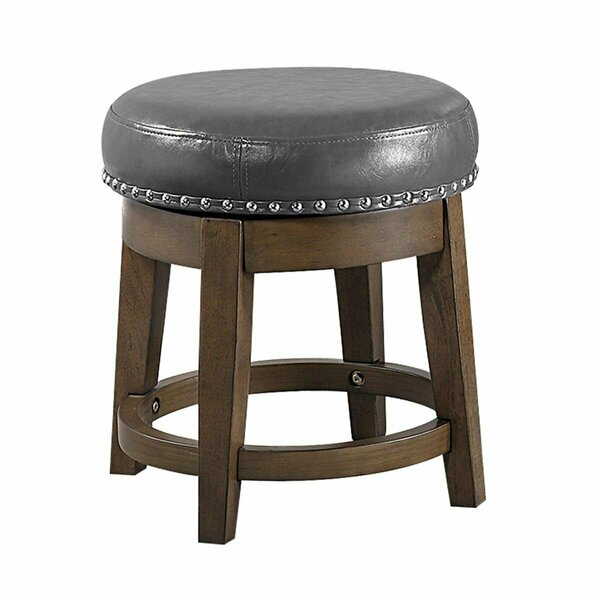 Kd Gabinetes 18 in. Round Swivel Stool in Gray Faux Leather - Set of 2 KD3142754